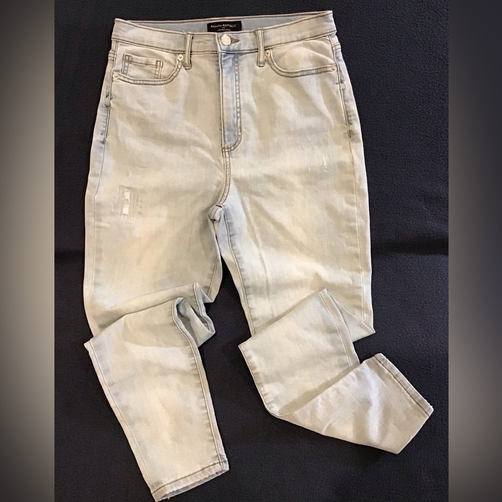 Banana Republic high rise skinny distressed jeans